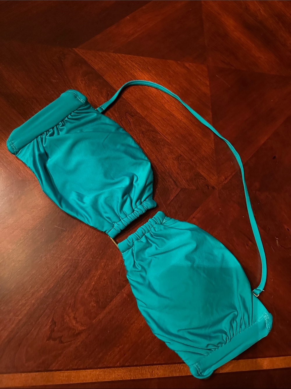 Women's Teal Bandeau Swim Top